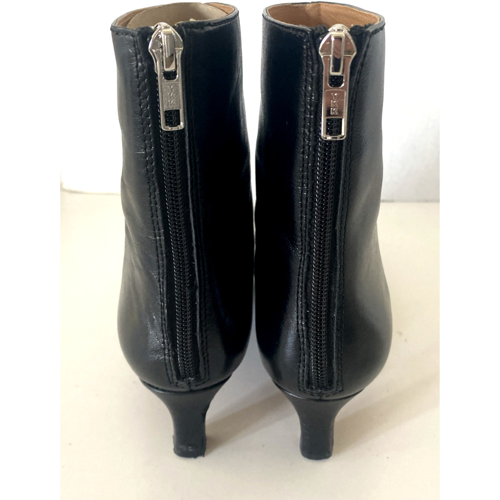 Madewell The Dimes Kitten Heel Boot Crinkle Leather 7.5 Black Back Zip NN026 - Picture 7 of 9